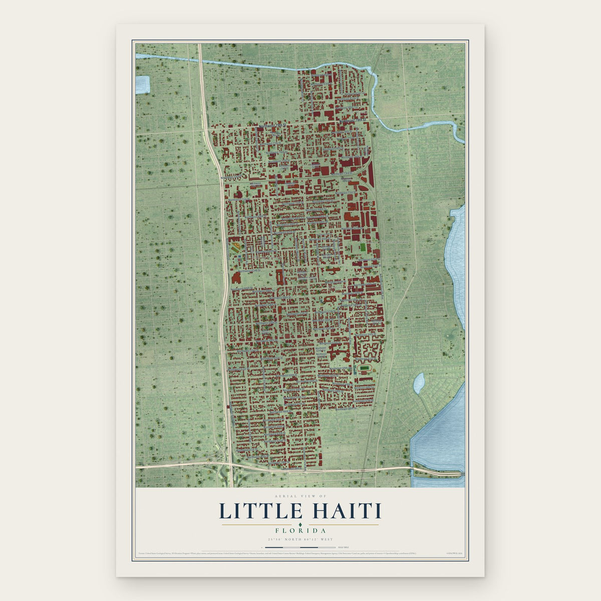 Little Haiti, Florida map print, the full design