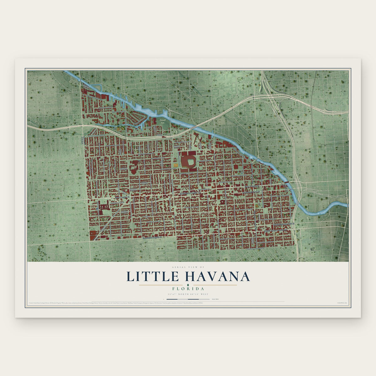 Little Havana, Florida map print, the full design