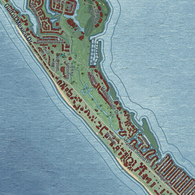 Close-up 1 of the Longboat Key, Florida map artwork