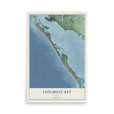 Longboat Key, Florida map print, 12" x 18" Archival Matte Print mockup