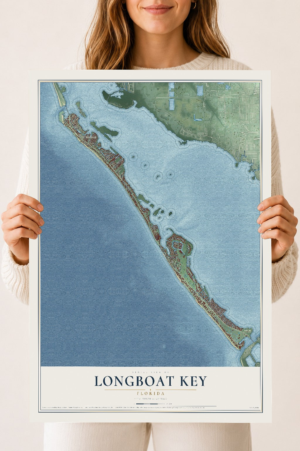 Longboat Key, Florida map print, 18" x 24" Archival Matte Print mockup
