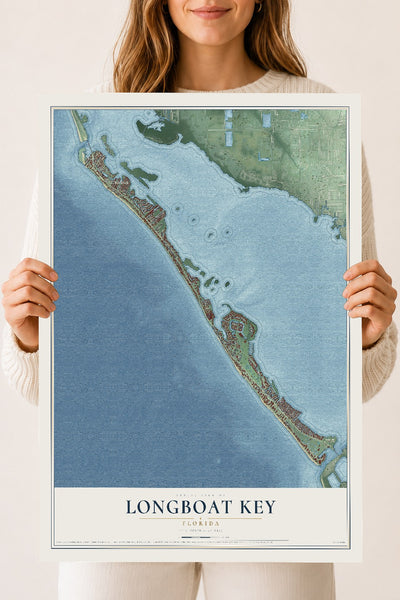 Longboat Key, Florida map print, 18" x 24" Archival Matte Print mockup