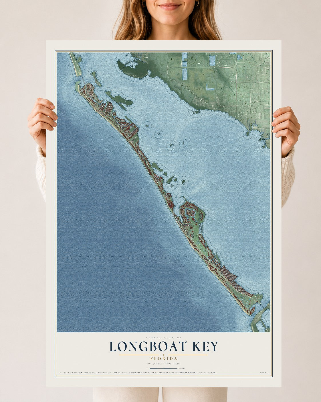 Longboat Key, Florida map print, 24" x 36" Archival Matte Print mockup
