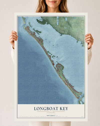 Longboat Key, Florida map print, 24" x 36" Archival Matte Print mockup