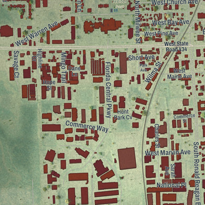 Close-up 2 of the Longwood, Florida map artwork