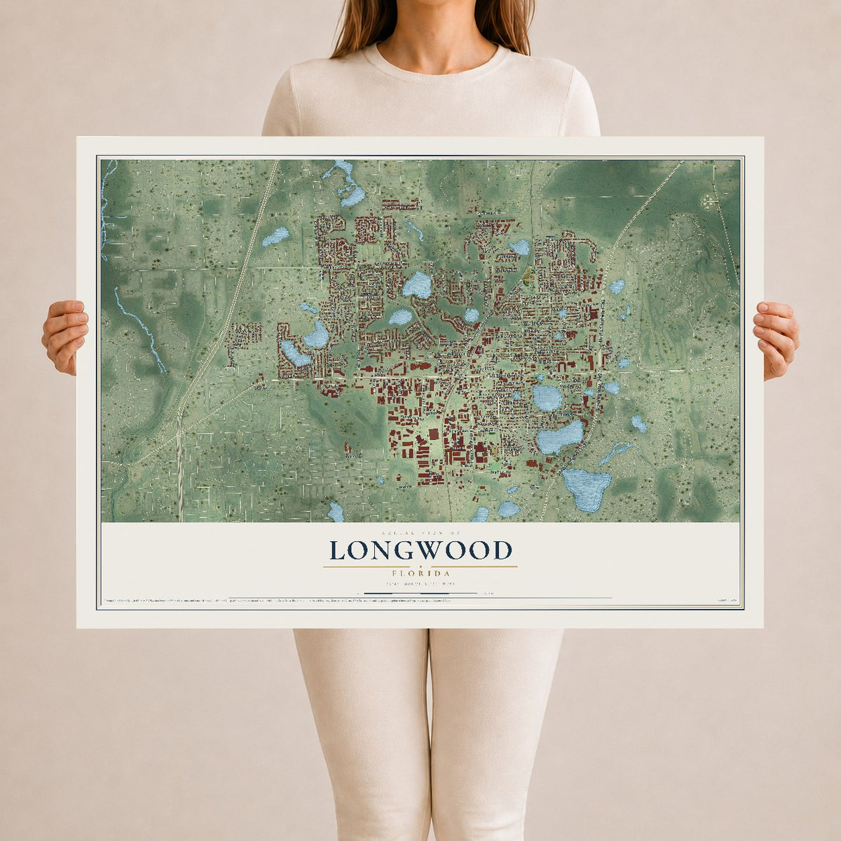 Longwood, Florida map print, 24" x 36" Archival Matte Print mockup