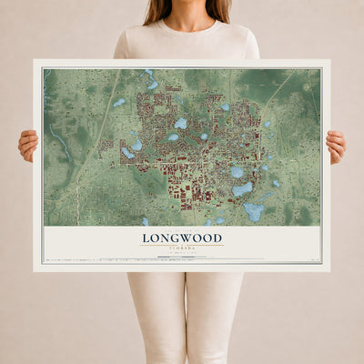 Longwood, Florida map print, 24" x 36" Archival Matte Print mockup