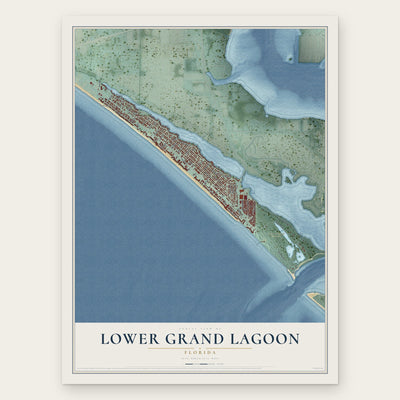 Lower Grand Lagoon, Florida map print, the full design