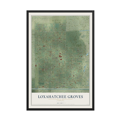 Loxahatchee Groves, Florida map print, 12" x 18" W/ Black Ayous Wood Frame mockup