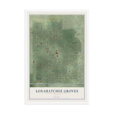 Loxahatchee Groves, Florida map print, 12" x 18" W/ White Ayous Wood Frame mockup