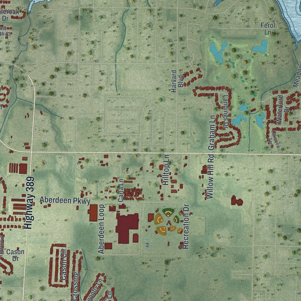 Close-up 2 of the Lynn Haven, Florida map artwork