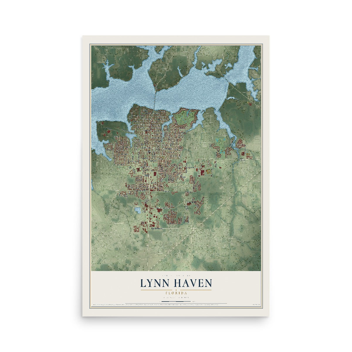 Lynn Haven, Florida map print, 12" x 18" Archival Matte Print mockup