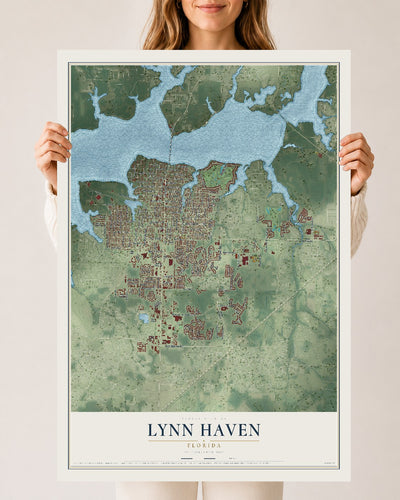 Lynn Haven, Florida map print, 24" x 36" Archival Matte Print mockup