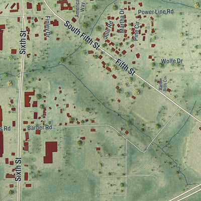 Close-up 2 of the Macclenny, Florida map artwork
