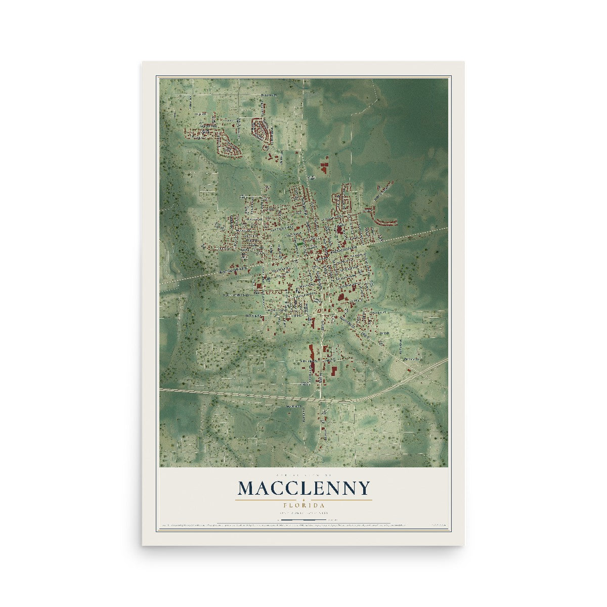 Macclenny, Florida map print, 12" x 18" Archival Matte Print mockup