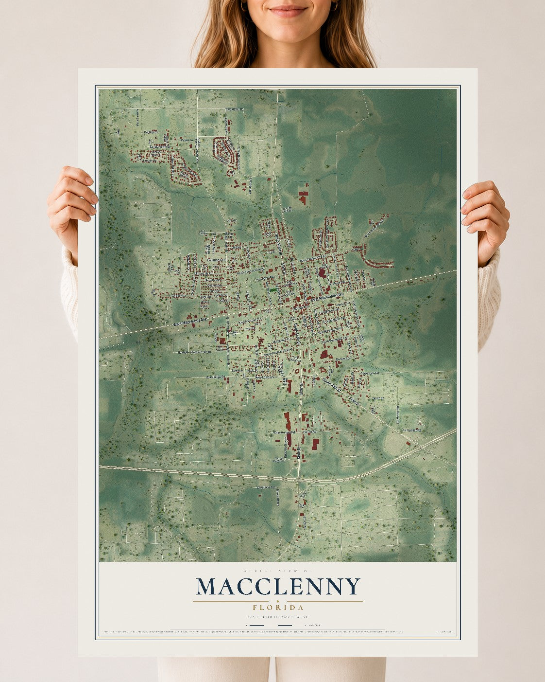 Macclenny, Florida map print, 24" x 36" Archival Matte Print mockup