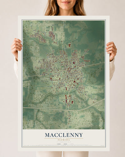 Macclenny, Florida map print, 24" x 36" Archival Matte Print mockup