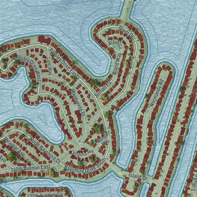 Close-up 1 of the Madeira Beach, Florida map artwork
