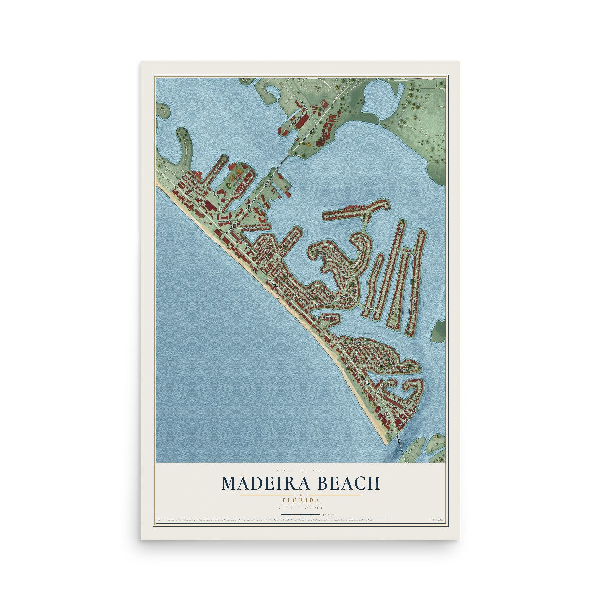 Madeira Beach, Florida map print, 12" x 18" Archival Matte Print mockup