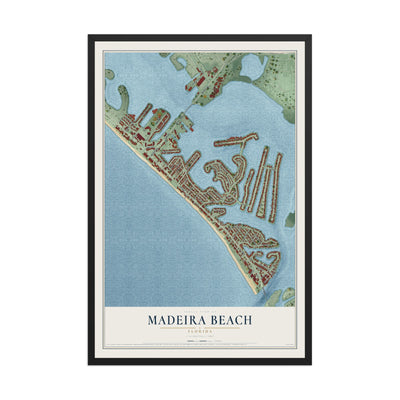 Madeira Beach, Florida map print, 12" x 18" W/ Black Ayous Wood Frame mockup