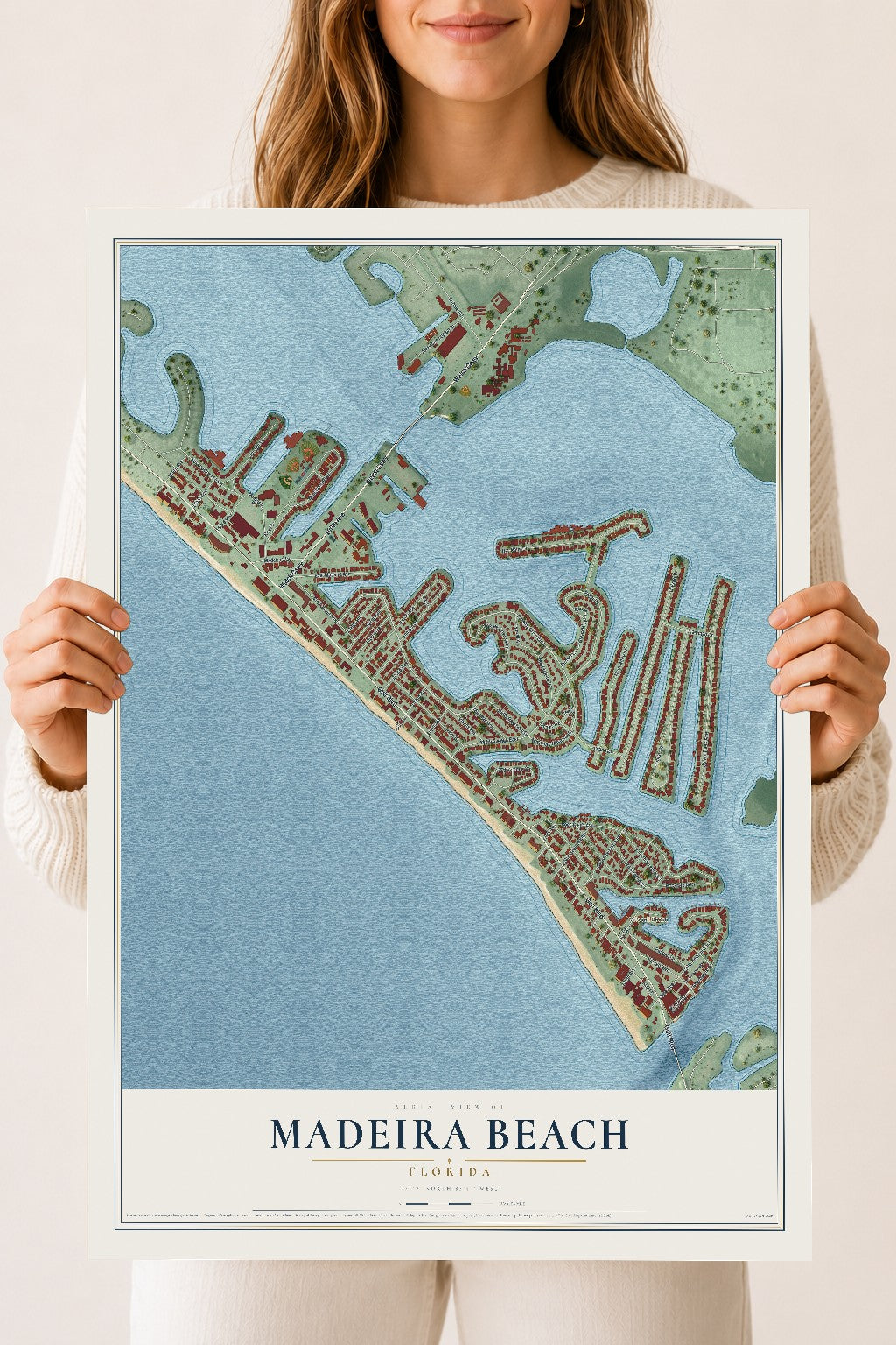 Madeira Beach, Florida map print, 18" x 24" Archival Matte Print mockup