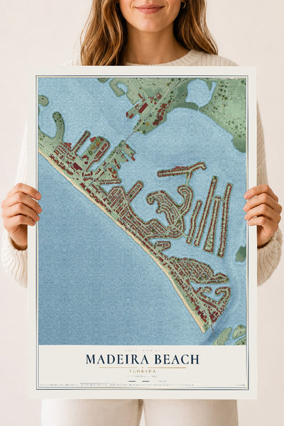 Madeira Beach, Florida map print, 18" x 24" Archival Matte Print mockup