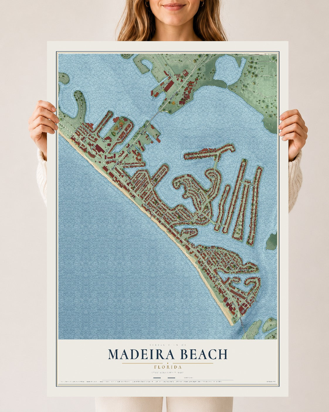 Madeira Beach, Florida map print, 24" x 36" Archival Matte Print mockup