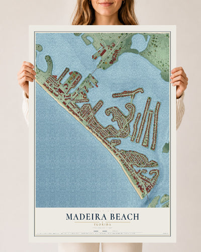 Madeira Beach, Florida map print, 24" x 36" Archival Matte Print mockup