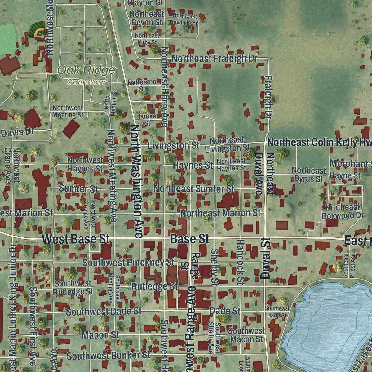 Close-up 1 of the Madison, Florida map artwork