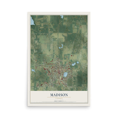 Madison, Florida map print, 12" x 18" Archival Matte Print mockup
