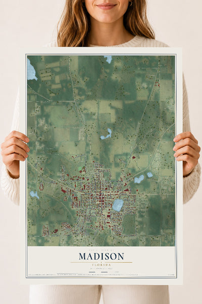 Madison, Florida map print, 18" x 24" Archival Matte Print mockup