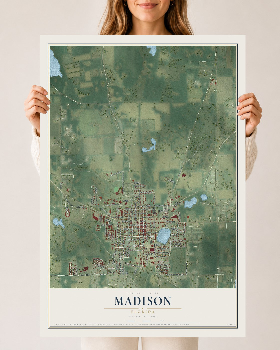 Madison, Florida map print, 24" x 36" Archival Matte Print mockup