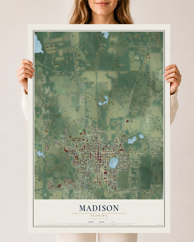 Madison, Florida map print, 24" x 36" Archival Matte Print mockup