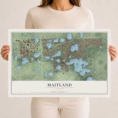 Maitland, Florida map print, 12" x 18" Archival Matte Print mockup