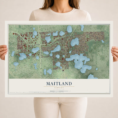 Maitland, Florida map print, 18" x 24" Archival Matte Print mockup