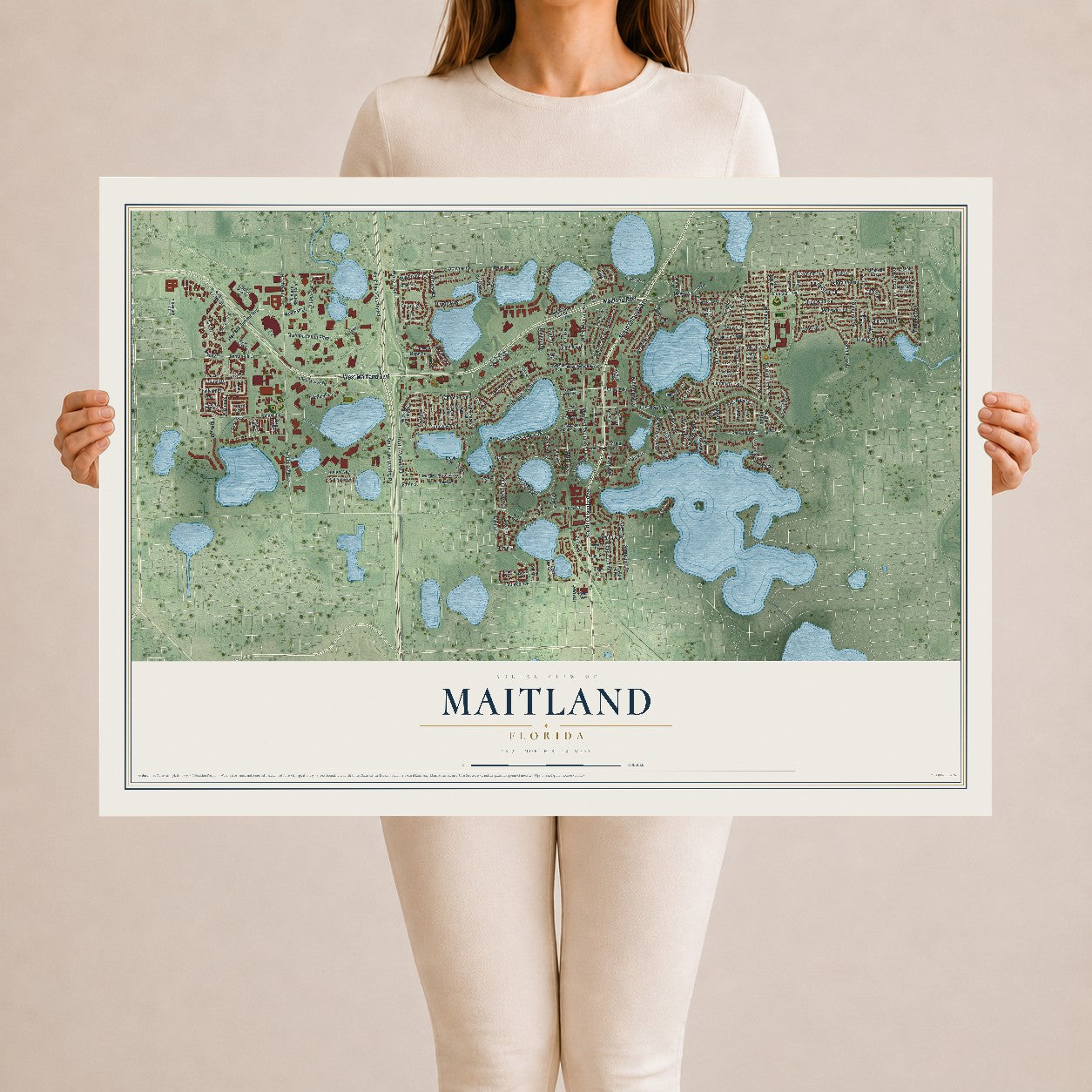 Maitland, Florida map print, 24" x 36" Archival Matte Print mockup