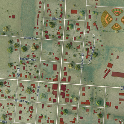 Close-up 1 of the Malone, Florida map artwork