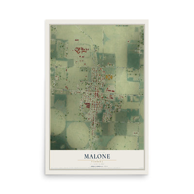 Malone, Florida map print, 12" x 18" Archival Matte Print mockup