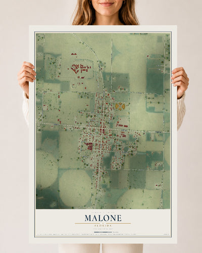 Malone, Florida map print, 24" x 36" Archival Matte Print mockup