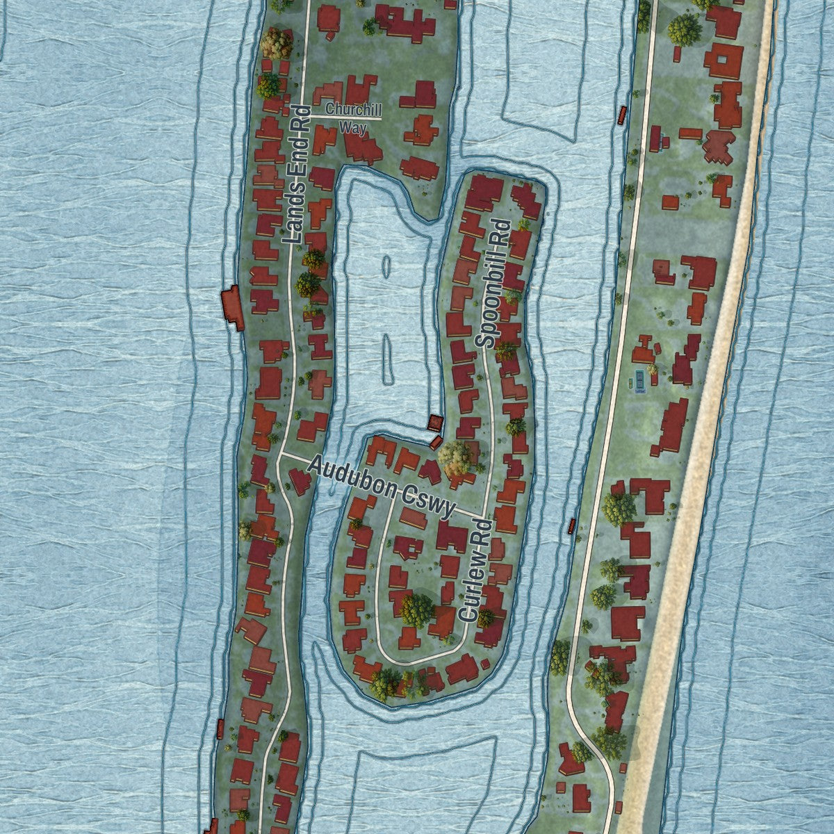 Close-up 1 of the Manalapan, Florida map artwork