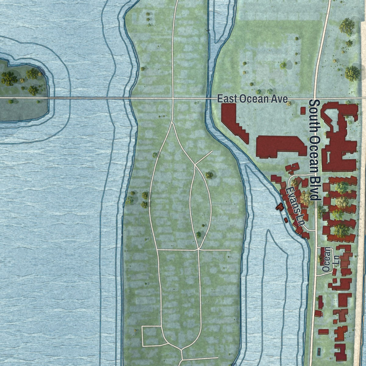 Close-up 2 of the Manalapan, Florida map artwork