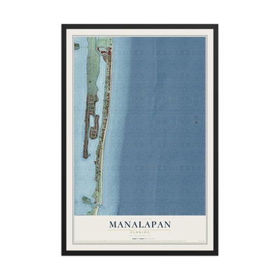 Manalapan, Florida map print, 12" x 18" W/ Black Ayous Wood Frame mockup