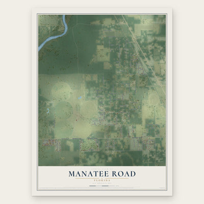 Manatee Road, Florida map print, the full design