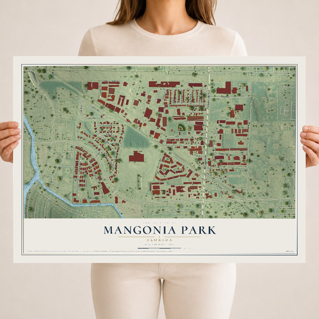 Mangonia Park, Florida map print, 18" x 24" Archival Matte Print mockup