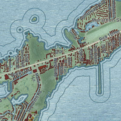 Close-up 1 of the Marathon, Florida map artwork