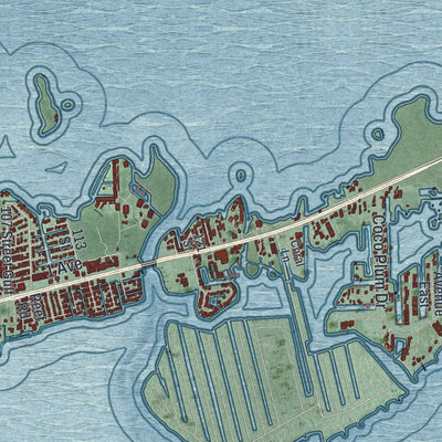 Close-up 2 of the Marathon, Florida map artwork