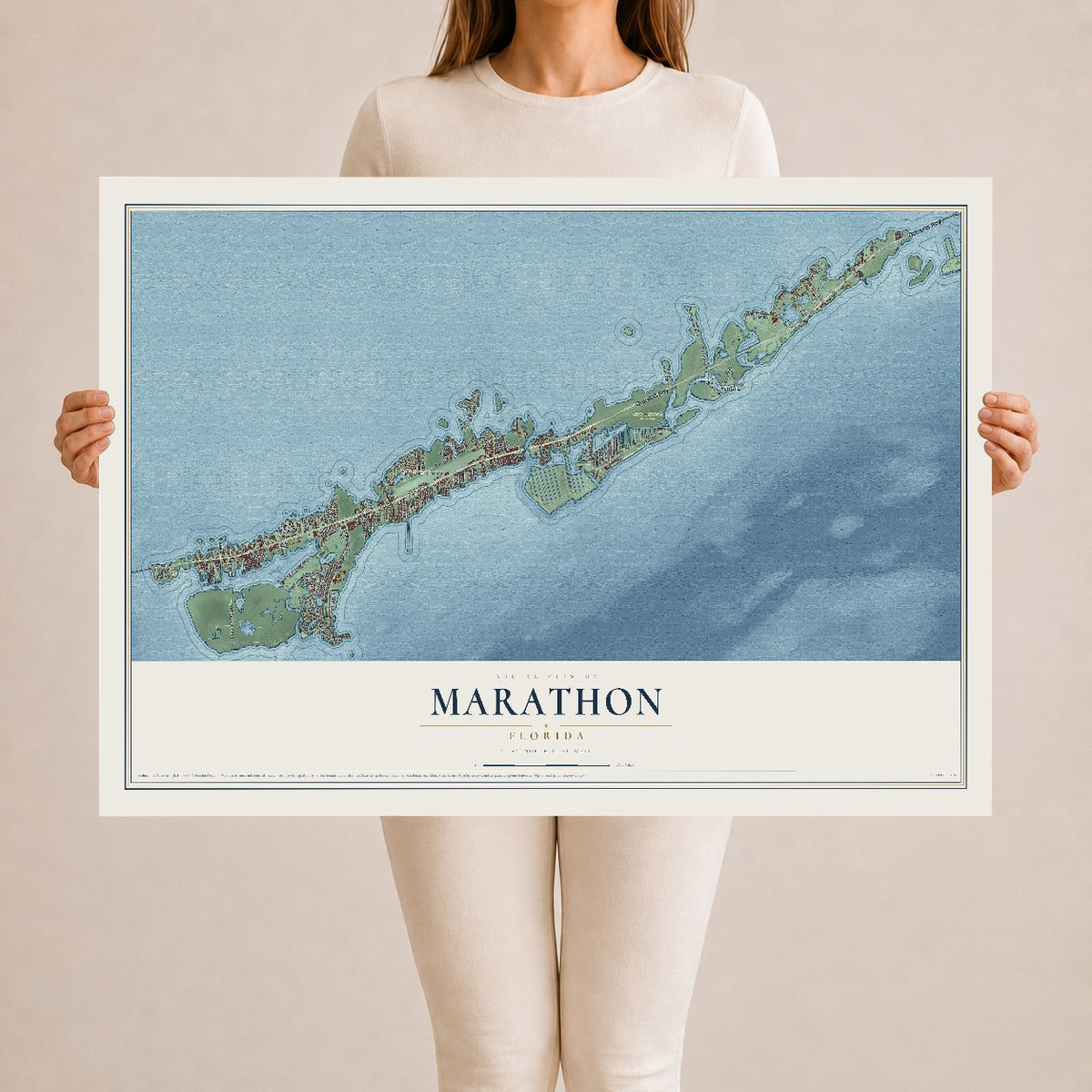 Marathon, Florida map print, 24" x 36" Archival Matte Print mockup