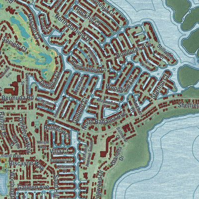 Close-up 2 of the Marco Island, Florida map artwork