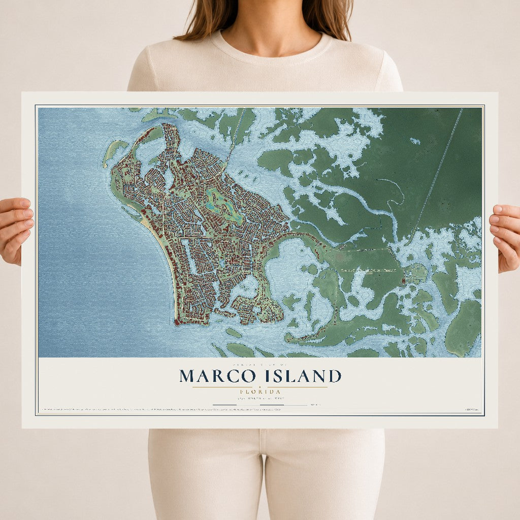 Marco Island, Florida map print, 18" x 24" Archival Matte Print mockup