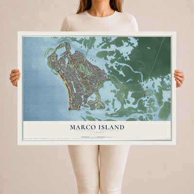 Marco Island, Florida map print, 24" x 36" Archival Matte Print mockup